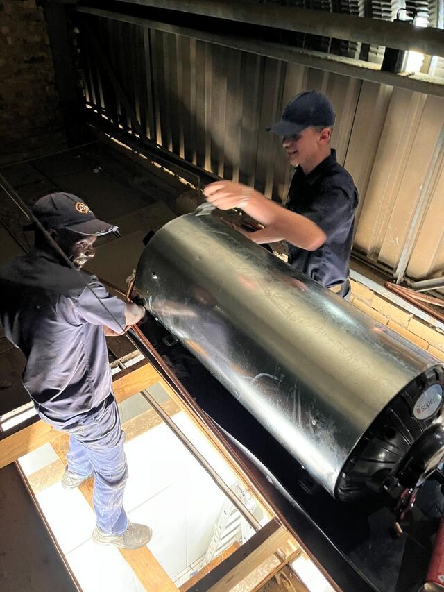 Alpha Plumbing geyser installation in ceiling