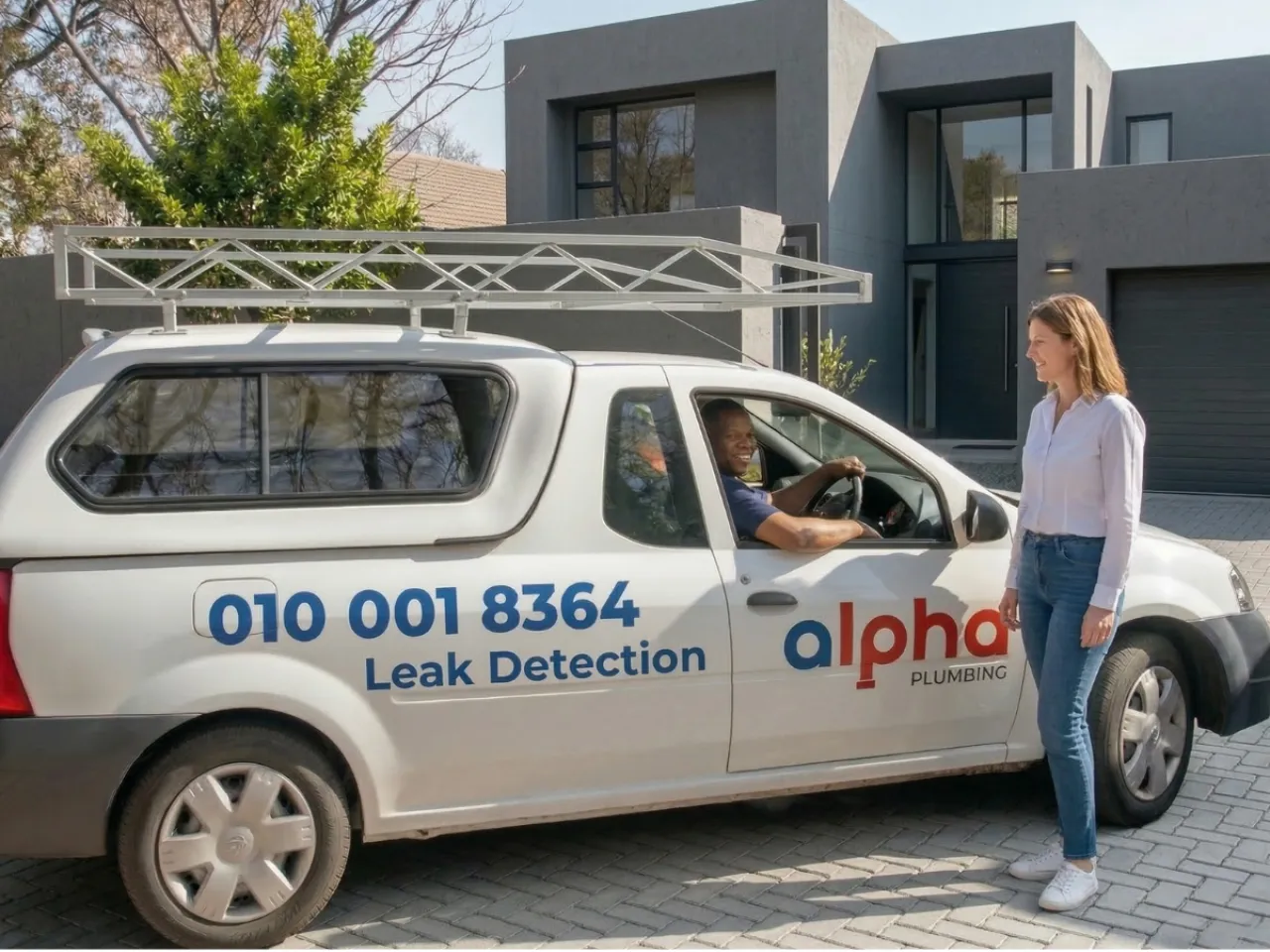 Branded Vehicle arriving Midday Greeted by Customer